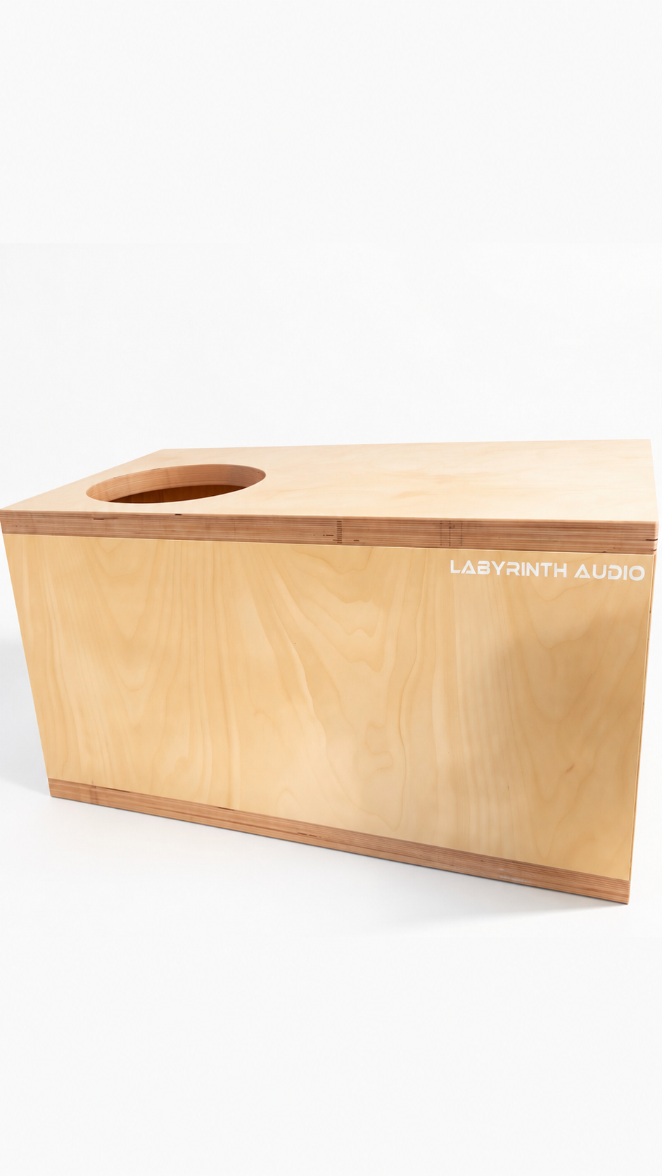 Labyrinth Audio wedge enclosure with driver cutout, top view